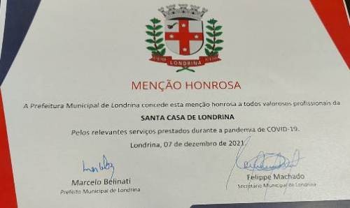 A menção honrosa recebida pela Santa Casa